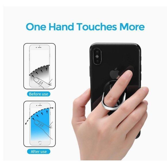 Mobile Phone Ring Holder 3 in 1 Universal Air Vent Car Phone Mount & Finger Grip - Picture 3 of 7